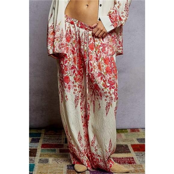 POL Floral Printed Woven Wide Leg Drawstring Pants - Picture 1 of 5